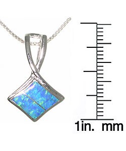 Sterling Silver Fancy Slider Created Opal Necklace