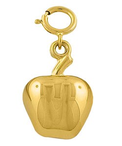14k Yellow Gold Puffed Apple Charm