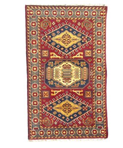 Indo Kazak Hand-knotted Red/Gray Rug (3' x 5')