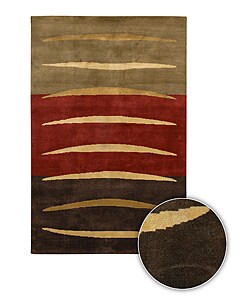 Contemporary Hand-knotted Aura Wool Rug (8' Round).