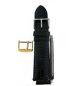 Black Genuine Calfskin Leather 22mm Watch Strap Kit