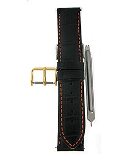 Black with Orange Stitching Watch Strap and Extra Buckle