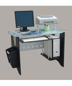 Glass-top CPU Workstation Desk