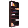 Alera Radius 7-Shelf Wood Veneer Bookcase - Mahogany