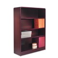Alera Radius 4-Shelf Wood Veneer Bookcase - Mahogany