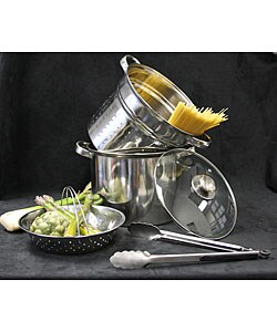 Stainless Steel 4-piece Steamer Set with Bonus Tongs