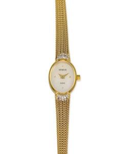 Geneve Women's Goldtone Oval Diamond Watch
