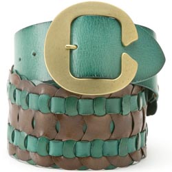 Linea Pelle Women's Dual Color Ladder Weave Belt