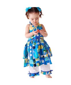 Sophia's Style Toddler Girl's Blue Dress/ Pant Set