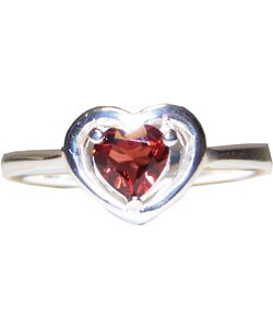 Handcrafted Garnet Heart Ring (Thailand)