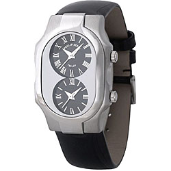 Philip Stein Teslar Women's Dual-Time Watch with Black Patent-Leather Strap
