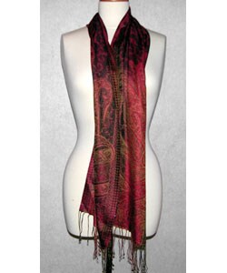 Red/ Multi Classic Silk Scarf (India)