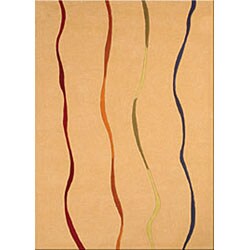 Hand-tufted Ribbons Ivory Wool Rug (3'4 Round)