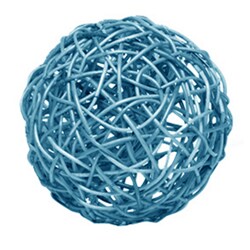 Large Blue Spun Wicker Ball