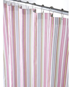 Multi Pastel Stripe Canvas Shower Curtain