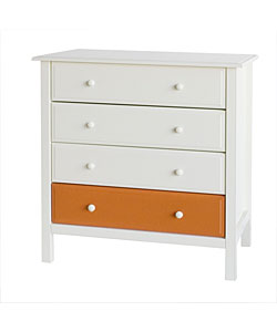 Anna 4-drawer Orange/ Antique White Dresser