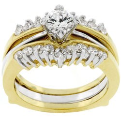 Goldtone Clear CZ Bridal Ring Set