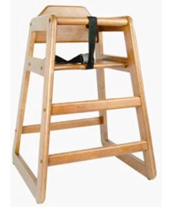 Walnut Finish Wooden High Chair with Safety Belt