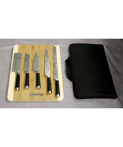 Sushi Chef Vanadium 7-piece Steel Knife Set and Cutting Board