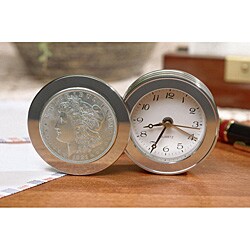 Morgan Silver Dollar Travel Clock Collectible