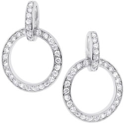 Silvertone Cubic Zirconia Circle Drop Earrings