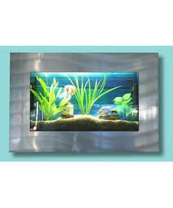 Artquarium Small Rectangular Wall-mounted Aquarium with blu Sea 3D Digital Background