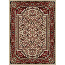 Ivory Floral Polypropylene Rug (7'10 x 10'10)