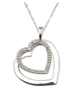 Sterling Silver 1/10ct TDW Diamond Heart Necklace