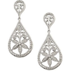 Sterling Silver 1/5ct TDW Diamond Teardrop Earrings (HI, I1)