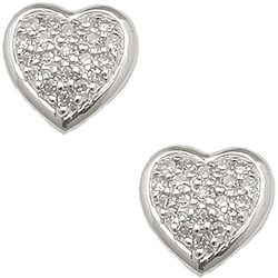 Sterling Silver 1/10ct TDW Diamond Heart Earrings (HI, I1)