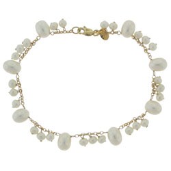 Freshwater Pearl Tin Cup Dangle Bracelet