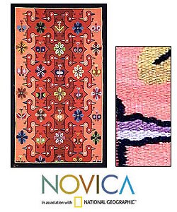 'Butterfly Party' Wool Tapestry (Peru)