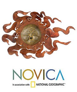 'Gust of Sun' Iron and Ceramic Wall Adornment (Mexico)