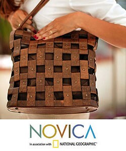 Leather 'Latitudes and Longitudes' Handbag (Mexico)