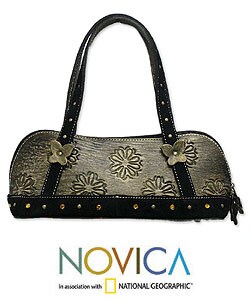 'Daisies' Leather Handbag (Mexico)