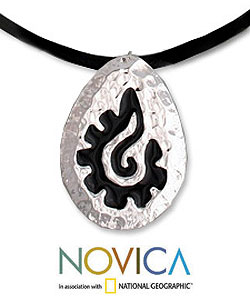 'Aztec Seashell' Leather Necklace (Mexico)
