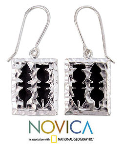 'Aztec Stone Arrows' Silver Earrings (Mexico)