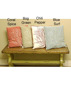 Coral Embroidered Pillow.
