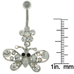 Flower and Butterfly Iridescent 14-gauge Belly Ring