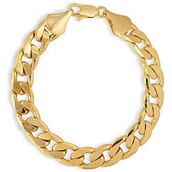 14k Yellow Gold Overlay 8-inch Cuban Bracelet 10mm