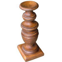 Hand-carved Natural Wood Candleholder