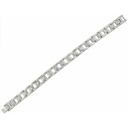 Stainless Steel Link Bracelet with Crystal Accents