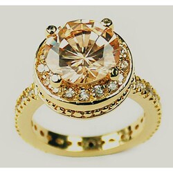 14k Yellow Gold Overlay Orange CZ Solitaire Ring