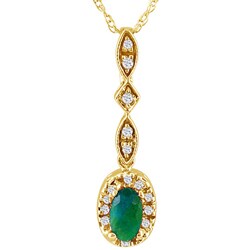 10k Gold Emerald Diamond Necklace