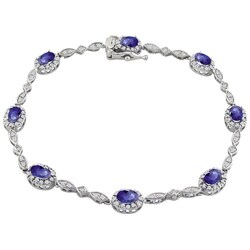 10k White Gold Tanzanite and Diamond Bracelet