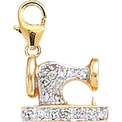 14k Gold 1/10ct TDW Diamond Sewing Machine Charm