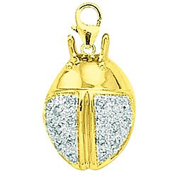 14k Yellow Gold 1/10ct TDW Diamond Ladybug Charm