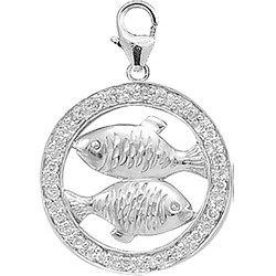 14k White Gold 1/10ct TDW Diamond Pisces Charm