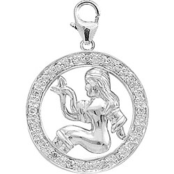 14k White Gold 1/10ct TDW Diamond Virgo Charm