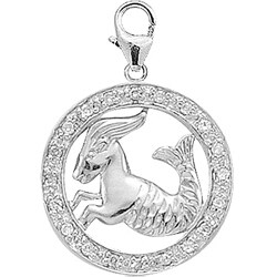 14k Gold 1/10ct TDW Diamond Capricorn Zodiac Charm (H-I-J, I2)